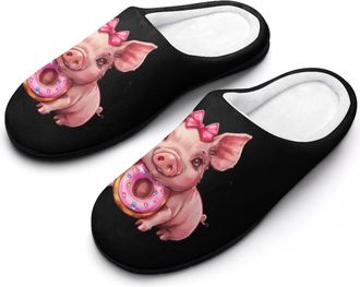 Generic Donut Pigs Mens Slippers Comfortable And Non-slip Cotton Slipper Shoe for House