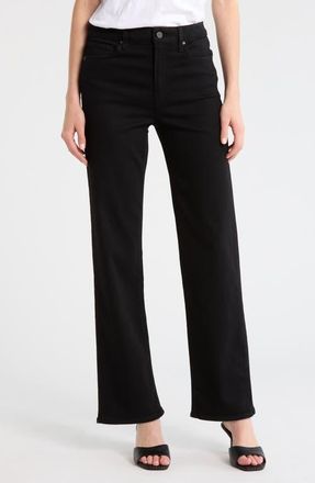 Paige Stevie High Waist Straight Leg Jeans in Black Shadow at Nordstrom, Size 32