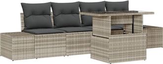 vidaXL Vidaxl - Garden Sofa Set 5 pcs Light Grey, Dark Grey 100 x 55 x 73 cm