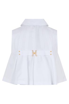 Elisabetta Franchi Poplin Cotton Sleeveless Shirt - White