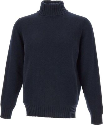 FILIPPO DE LAURENTIIS Wollen Kasjmier Col - Heren - Coltruien - Blauw - 3XL - Wol - Truien & Vesten