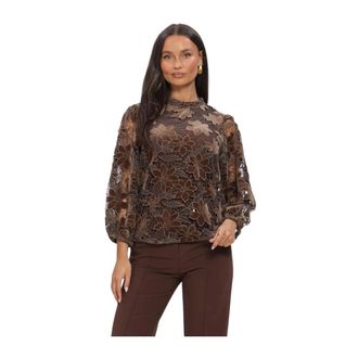 Aaiko Overhemden, Dames, Bruin, L, Aaiko Dames Top Shaila Velvet Pes 500 Bruin - Maat XS