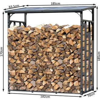 Quick-Star Quick-star - Metall Kaminholzregal Anthrazit Xxl 185 X 70 X 185 Cm Promotion Garten Kaminholzunterstand 2,3 M&sup3; Kaminholzlager Stapelhilfe Aussen