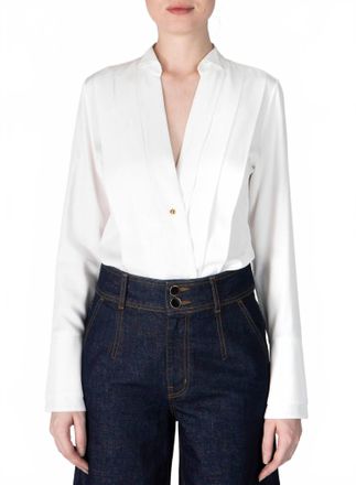 Derek Lam Tiffany Pleat Front Shirt Top In Blanc