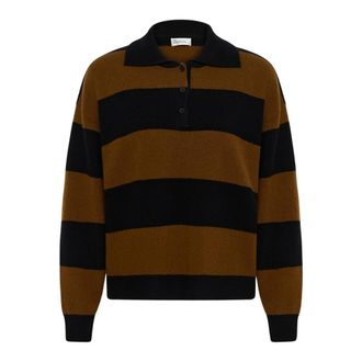 MY ESSENTIAL WARDROBE Jola Gebreide Trui met Korte Mouwen - Dames - Polos - Bruin - M - Wol - Tops