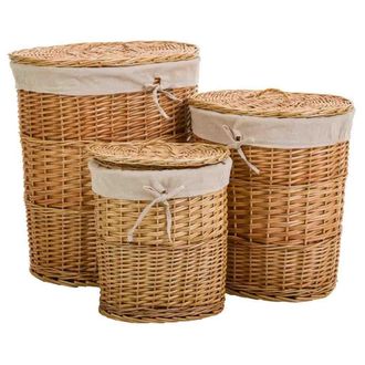 Wanderlust Deco Wanderlust Deco - Set 3 Cestos De Mimbre Forrados Marrones