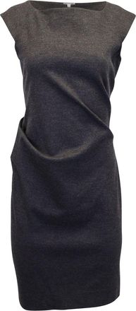 Diane Von F&uuml;rstenberg Diane Von Furstenberg Side Pleats Sheath Dress in Grey Wool