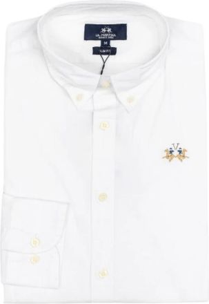 La Martina Poplin Shirt - Heren - Zakelijke Overhemden - Wit - 2XL - Katoen - Overhemden