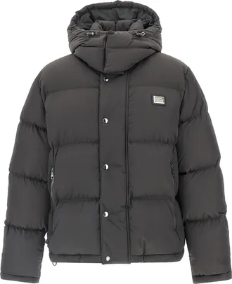 Dolce & Gabbana Gray Polyamide Full-Length Mens Jacket