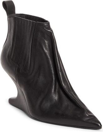 Rick Owens Taco Pointed Toe Wedge Chelsea Boot in Black at Nordstrom, Size 10Us