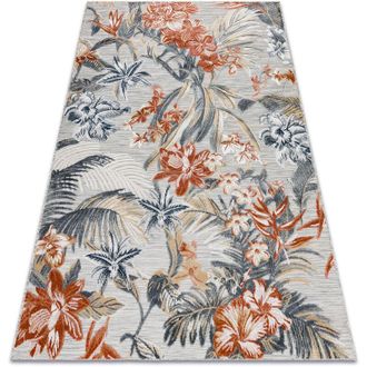 RugsX Rugsx - Alfombra Estructural Botanic 65262 Flores, Tejido Plano En El Balc&oacute;n, Terraza - Gris Multicolour 137x190 Cm