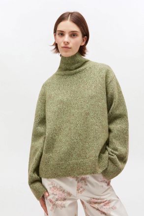 Ganni Green Open Back Sweater - Size XXS Wool