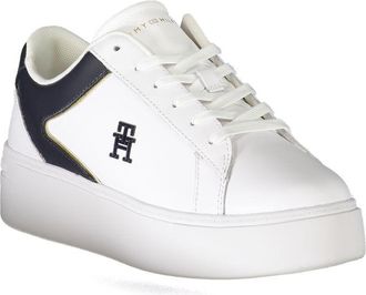 Tommy Hilfiger Contrast-Paneled Leather-Polyurethane Sneaker - White