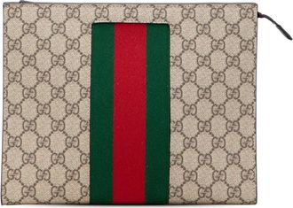 Gucci 2000-2015 GG Supreme Web clutch bag - Brown