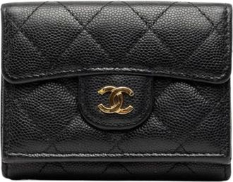 Chanel Pre-owned Wallets, female, Black, Size: ONE SIZE Pre-owned Matelasse Wallet (tri-fold)