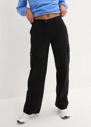 Bonprix Cargohose BONPRIX, Damen, Gr. 40, N-Gr, schwarz, Web, Obermaterial: 98% Baumwolle, 2% Elasthan, regular fit, Hosen Cargohose, aus Baumwolle mit Elasth