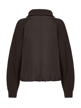 Brunello Cucinelli Womens Puffer Jacket Techno Taffeta Brown Cotton