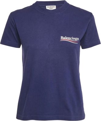 Balenciaga 2020s T-shirt met logoprint - Blauw