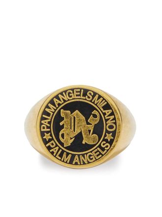 Palm Angels Anello a fascia con monogramma - Oro