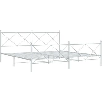 vidaXL Vidaxl - Estructura Cama Sin Colch&oacute;n Con Estribo Metal Blanco 193x203 Cm
