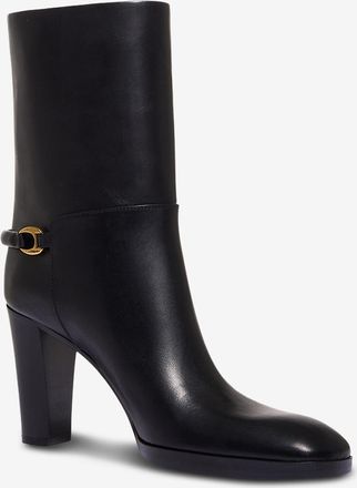 Saint Laurent Absatzstiefeletten aus Glattleder mit quadratischer Spitze Sulpice 80