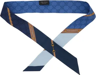 Gucci Silk All-Over GG Print Scarf - Blue
