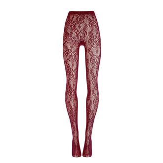 Wolford Grafische Bloemige Panty - Dames - Pantys - Rood - M - Wol - Ondergoed