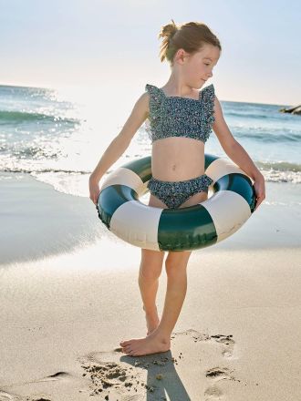 Vertbaudet Bikini mit Volants und Bl&uuml;mchen M&auml;dchen smaragdgr&uuml;n