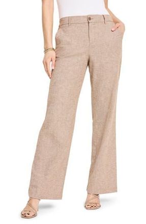 Nic+Zoe Eliot Cotton & Linen Wide Leg Pants in Brown Mix at Nordstrom Rack, Size 16