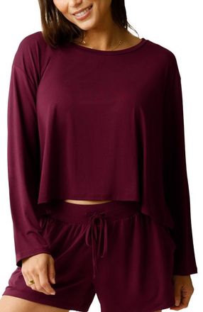 Kindred Bravely Aria Casual Long Sleeve Cropped Top in Deep Burgundy at Nordstrom, Size X-Large