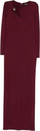 Ralph Lauren Broche-Detail Maxi-jurk met Lange Mouwen - Dames - Maxi kleedjes - Paars - S - Kleedjes