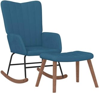 vidaXL Silla mecedora con reposapiés terciopelo azul vidaXL