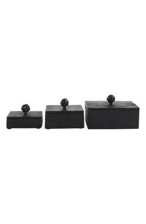 Uma Contemporary Set of 3 Decorative Marble Boxes in Black at Nordstrom Rack