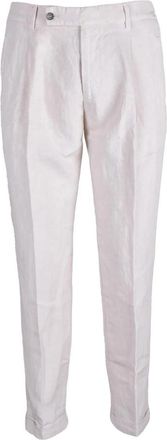 Berwich Lyocell Linnen Broek - Heren - Slim Fit Broeken - Wit - M - Linnen - Broeken