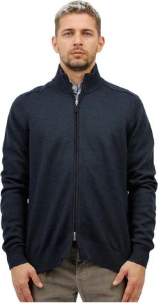 Gran Sasso Sweater met Alcantara patches en rits - Heren - Vesten - Blauw - 4XL - Truien & Vesten