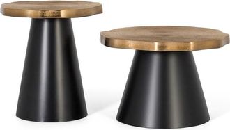 Giner&Colomer Set de 2 mesas de centro de metal y cobre envejecido