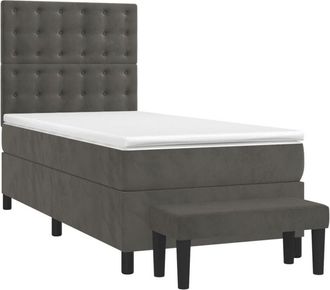 vidaXL Vidaxl - Cama Box Spring Con Colch&oacute;n Terciopelo Gris Oscuro 80x200 Cm