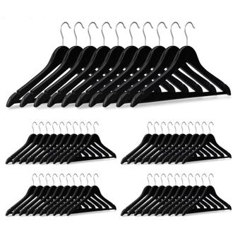 Relaxdays 150 Perchas Ropa Para Pantalones Trajes Camisas, Madera, Negro, 23,5 X 45 X 1 Cm