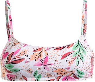 Roxy Bandeau-Bikini-Top ROXY Printed Beach Classics, Damen, Gr. XS, Cup B, wei&szlig; happy tropical swim, Obermaterial:87% Nylon, 13% Elasthan;, Bikini-Oberteil