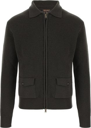 Woolrich Volledige Rits Wol Trui - Heren - Vesten - Groen - XL - Wol - Truien & Vesten
