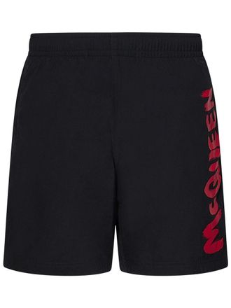 Alexander McQueen Swimsuit With Contrast Side Printed Logo