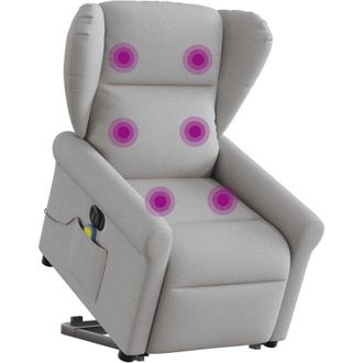 vidaXL Sill&oacute;n De Masaje El&eacute;ctrico Reclinable Elevable Tela Gris Nube Vidaxl