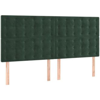 vidaXL Vidaxl - Cabecero Con Luces Led Terciopelo Verde Oscuro 160x5x118/128 Cm