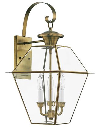 Livex Lighting 3-Light Antique Brass Outdoor Wall Lantern