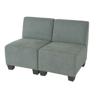 Hhg Salotto Modulare Componibile Lounge Moderno Lione N71 Tessuto Divano 2 Posti Senza Braccioli Grigio
