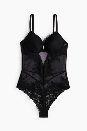 H&M Push-up-Tangabody aus Spitze - Schwarz