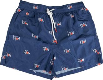 Kiton Swim Trunks Regular Fantasy - Heren - Strandmode - Blauw - S - Leer - Badmode