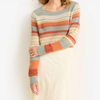 Pendleton Raglan Cotton Sweater In Rust/blue Multi