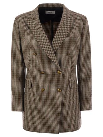 【関税&送料込】Chloe Single-Breasted Checked Brown Wool Jac Checked double-breasted virgin wool coat in brown - Chloe