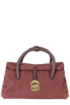 Zanellato Small Roll-Top Nubuck Leather Handbag With Twist-Lock Details